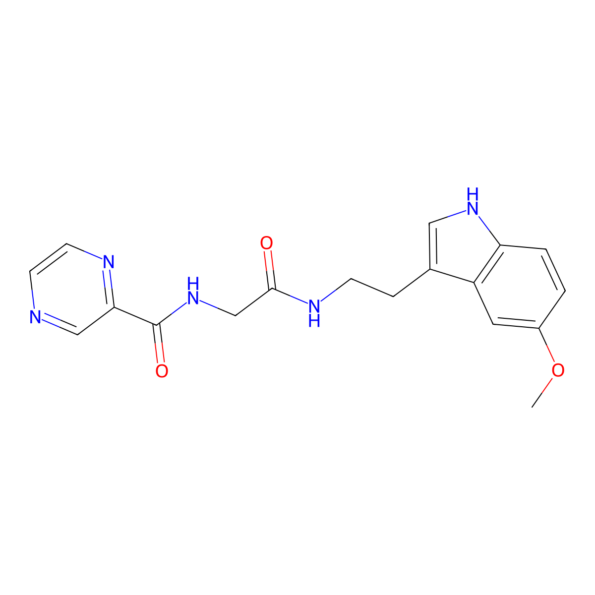 N-(2-{[2-(5-methoxy-1H-indol-3-yl)ethyl]amino}-2-oxoethyl)-2-pyrazinecarboxamide molecular structure, CAS 1374545-03-5