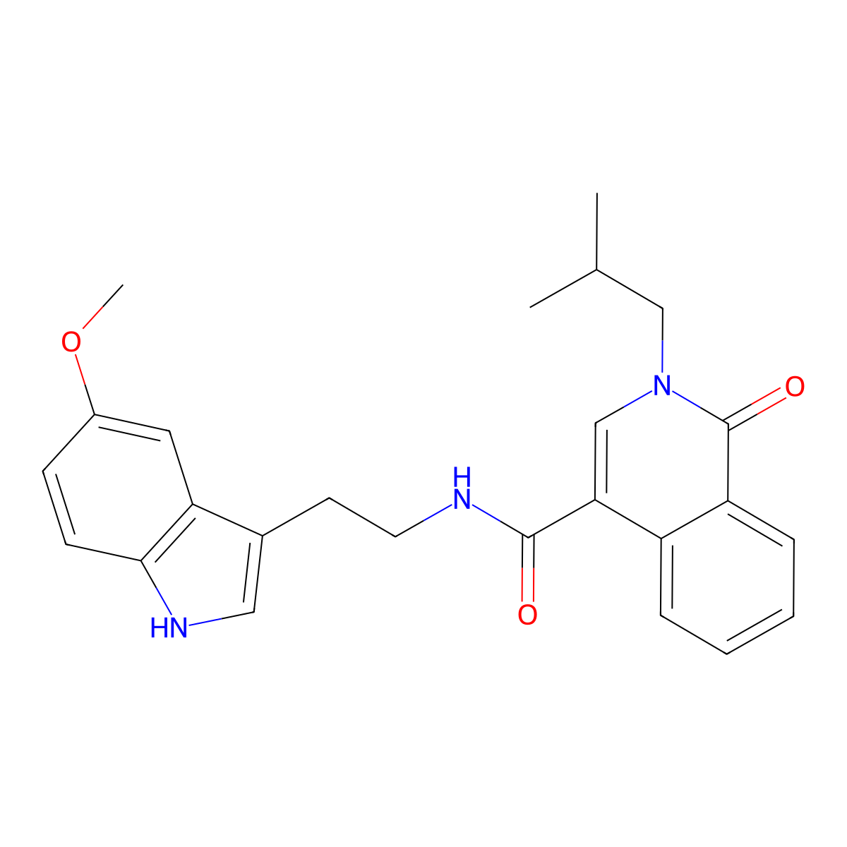 2-isobutyl-N-[2-(5-methoxy-1H-indol-3-yl)ethyl]-1-oxo-1,2-dihydro-4-isoquinolinecarboxamide molecular structure, CAS 1374545-25-1