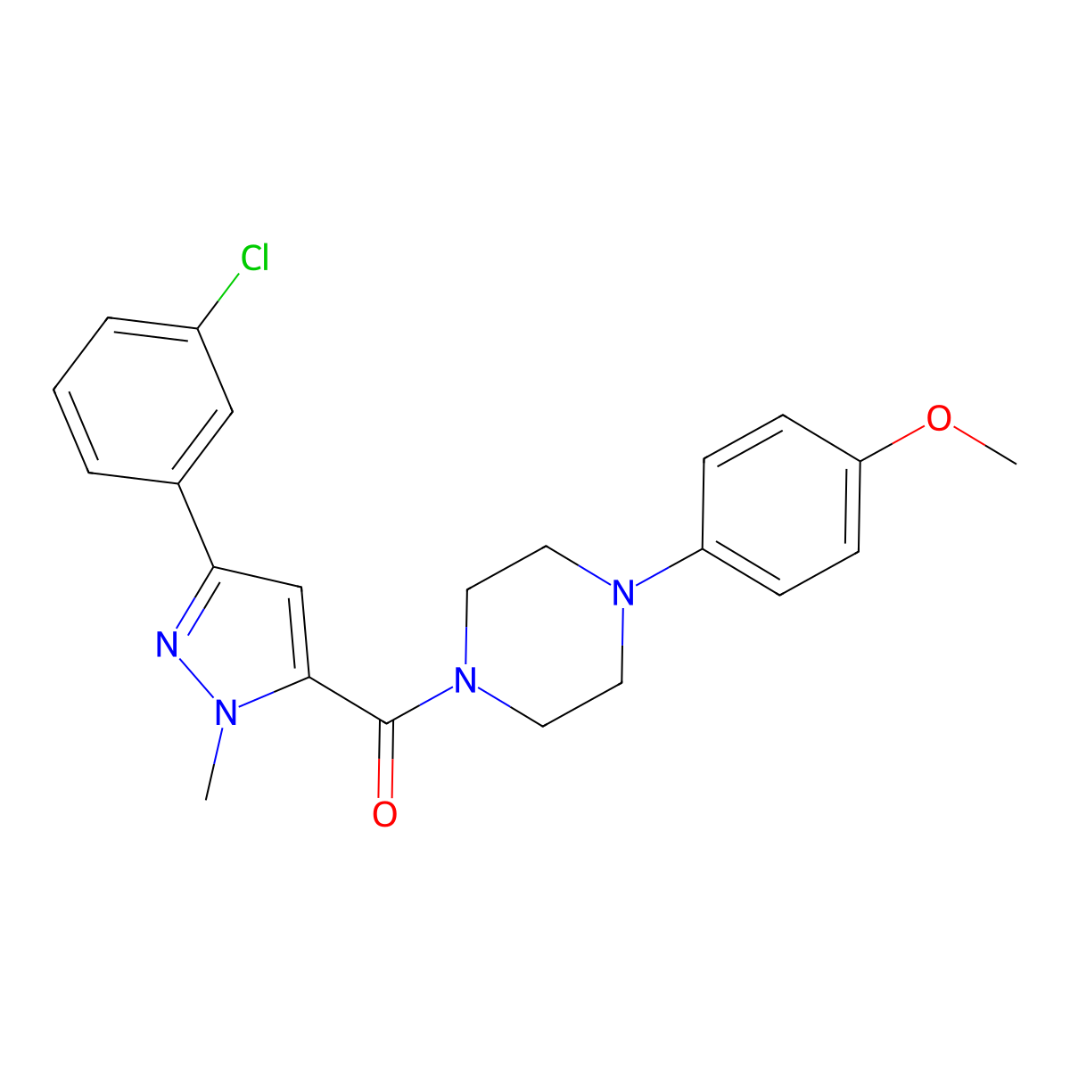 [3-(3-chlorophenyl)-1-methyl-1H-pyrazol-5-yl][4-(4-methoxyphenyl)piperazin-1-yl]methanone molecular structure, CAS 1374545-28-4