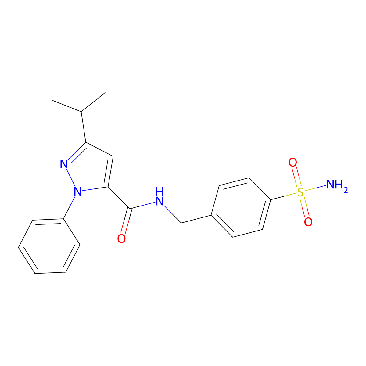 1-phenyl-3-(propan-2-yl)-N-(4-sulfamoylbenzyl)-1H-pyrazole-5-carboxamide molecular structure, CAS 1374545-48-8