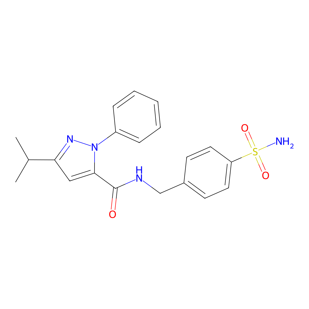 1-phenyl-3-(propan-2-yl)-N-(4-sulfamoylbenzyl)-1H-pyrazole-5-carboxamide molecular structure, CAS 1374545-48-8
