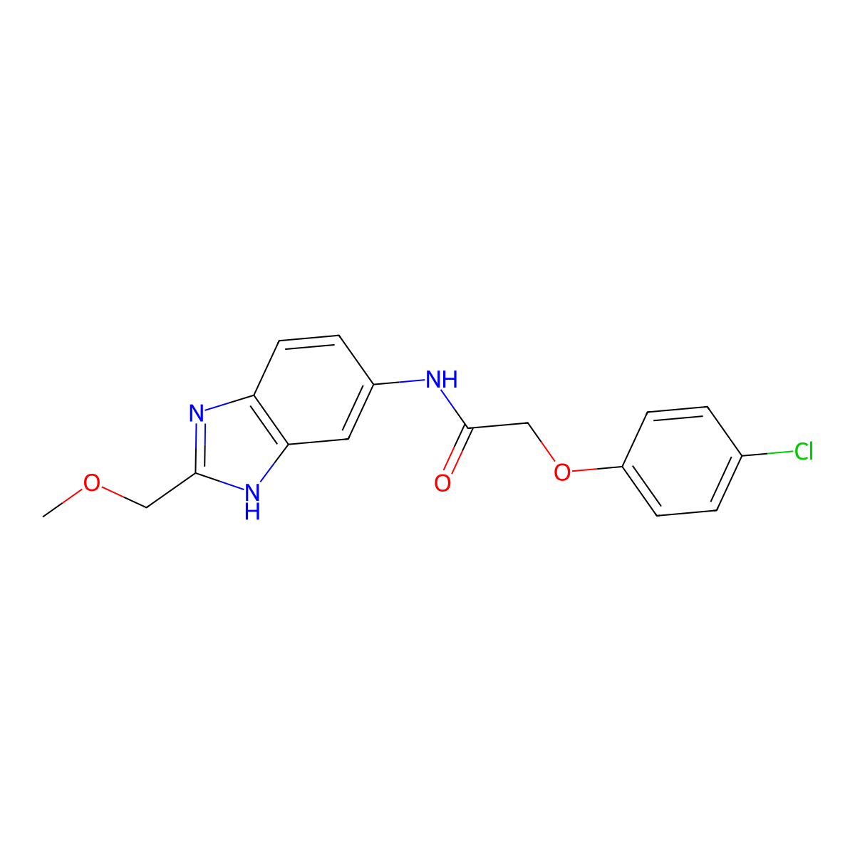 2-(4-chlorophenoxy)-N-[2-(methoxymethyl)-1H-benzimidazol-5-yl]acetamide molecular structure, CAS 1374545-50-2