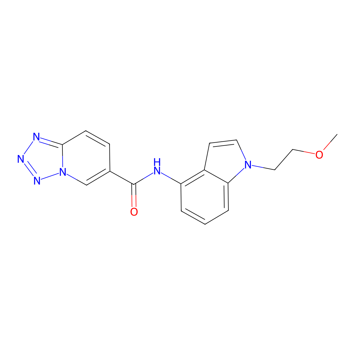 N-[1-(2-methoxyethyl)-1H-indol-4-yl]tetrazolo[1,5-a]pyridine-6-carboxamide molecular structure, CAS 1374545-70-6