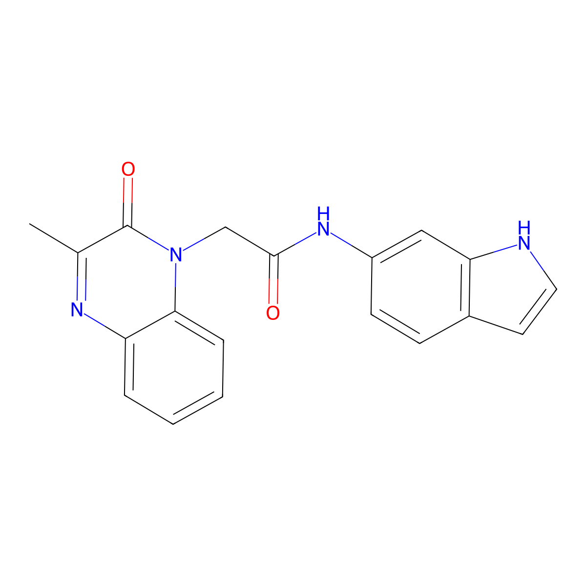 N-(1H-indol-6-yl)-2-(3-methyl-2-oxoquinoxalin-1(2H)-yl)acetamide molecular structure, CAS 1374545-78-4