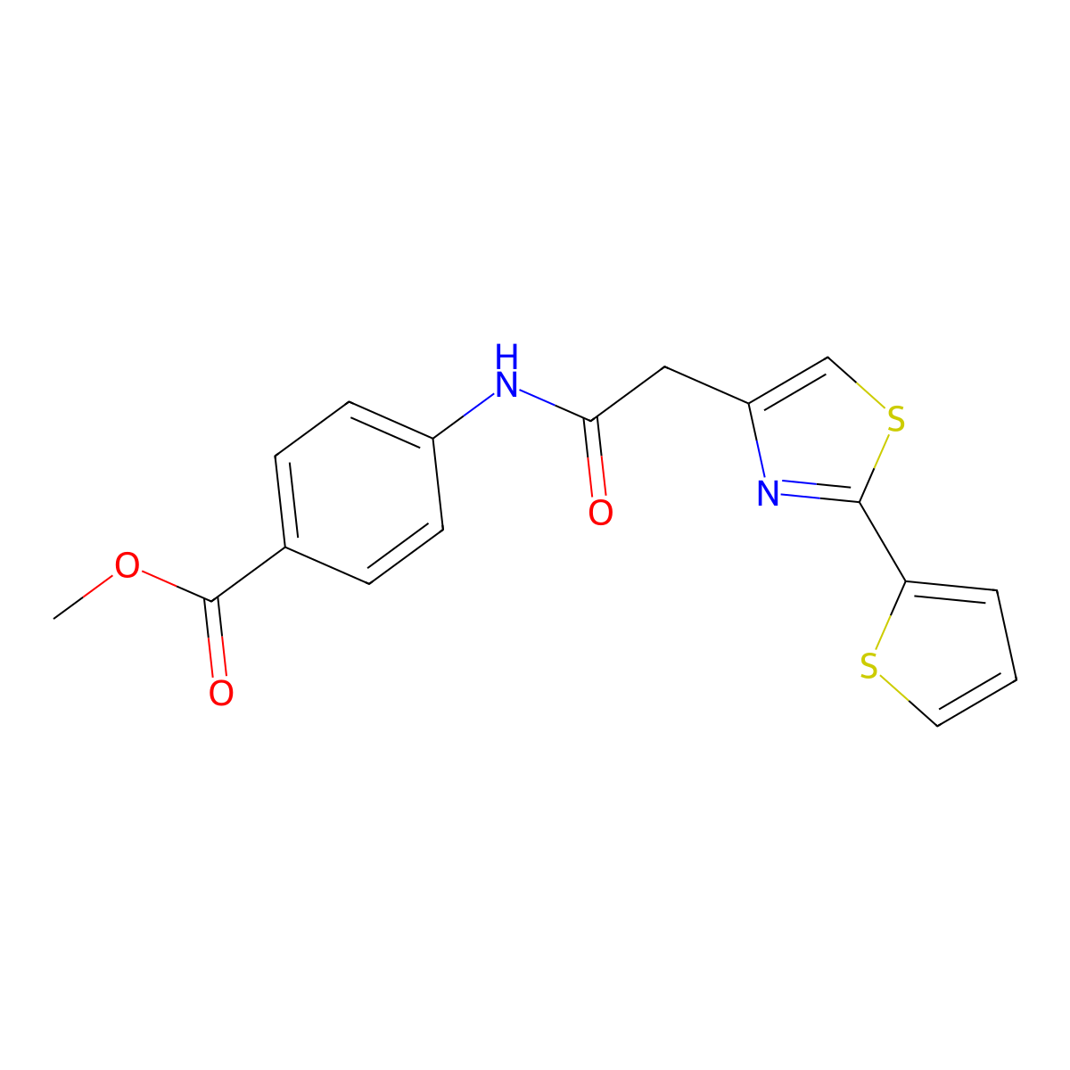 Methyl 4-({[2-(thiophen-2-yl)-1,3-thiazol-4-yl]acetyl}amino)benzoate molecular structure, CAS 1374545-88-6