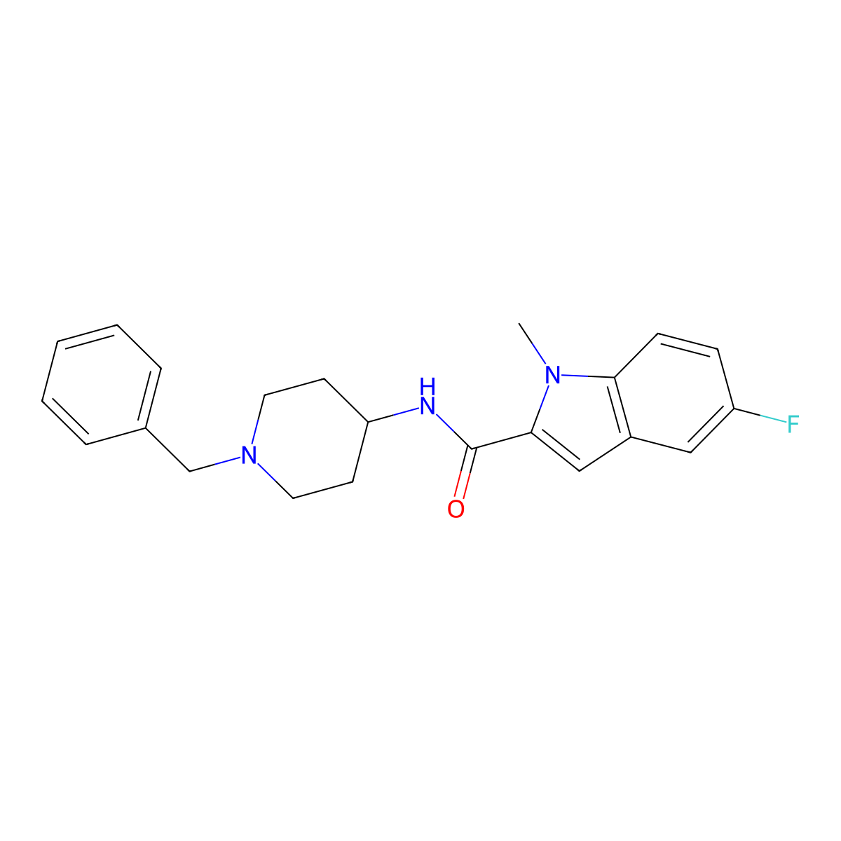 N-(1-benzylpiperidin-4-yl)-5-fluoro-1-methyl-1H-indole-2-carboxamide molecular structure, CAS 1374546-24-3
