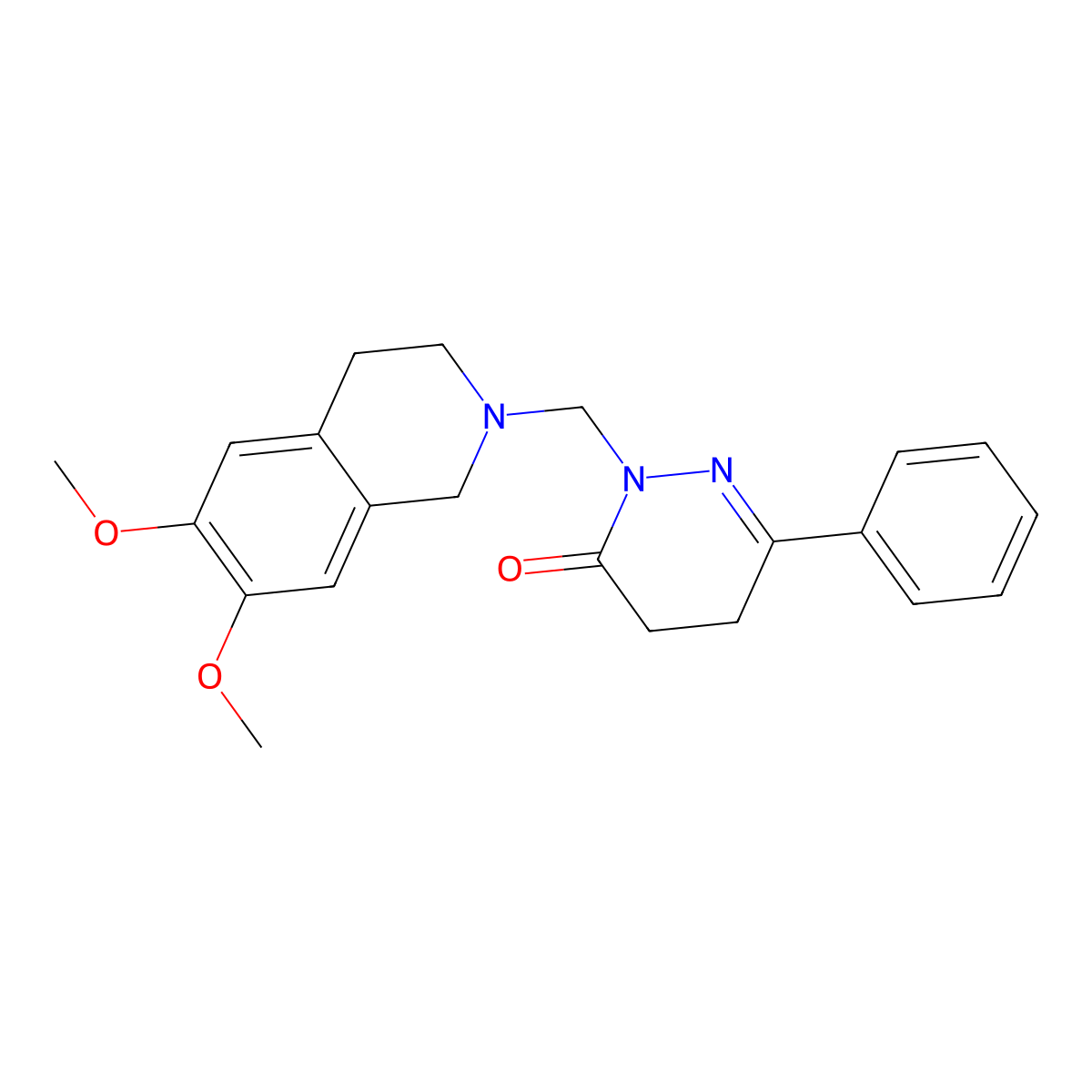 2-[(6,7-dimethoxy-3,4-dihydroisoquinolin-2(1H)-yl)methyl]-6-phenyl-4,5-dihydropyridazin-3(2H)-one molecular structure, CAS 1374546-28-7