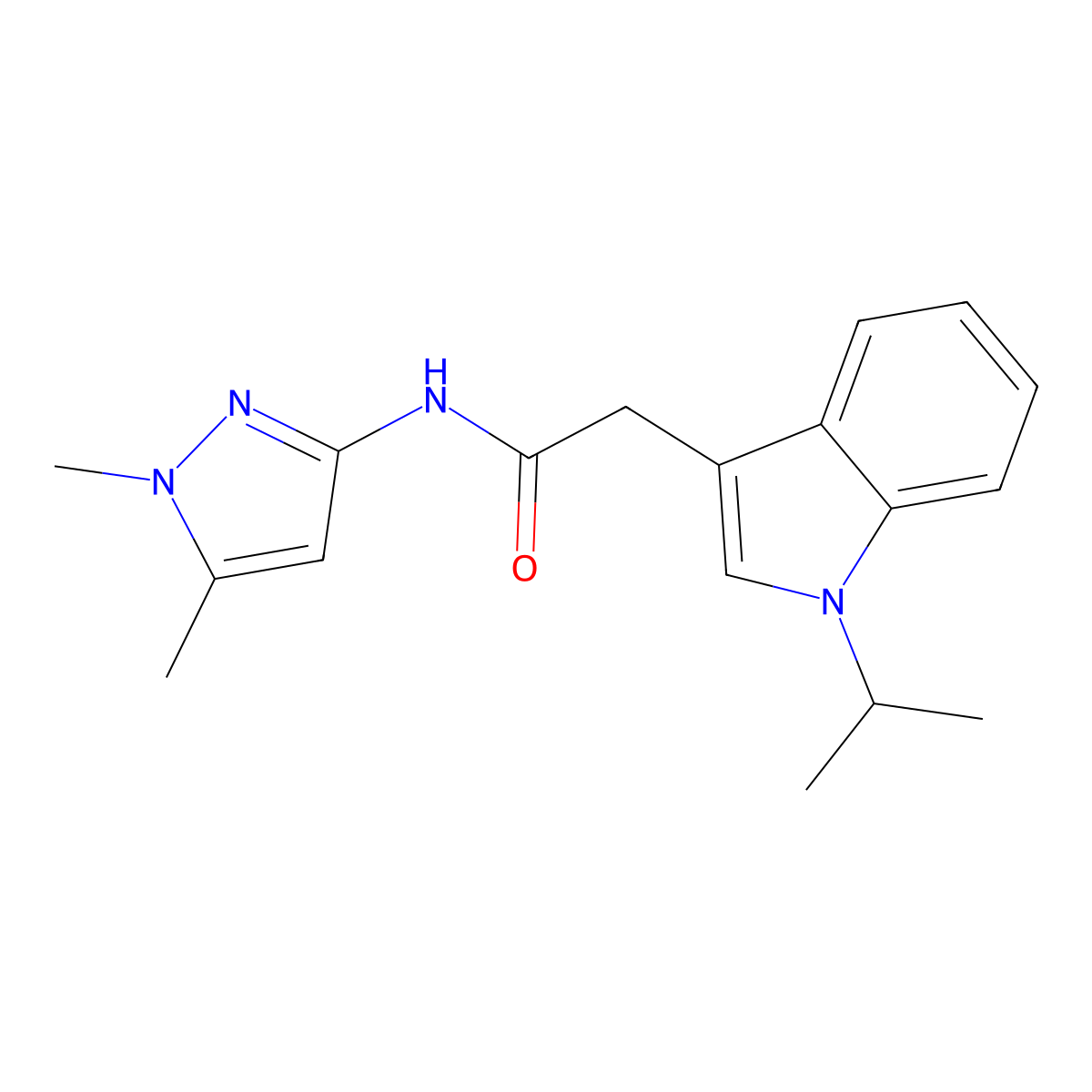 N-(1,5-dimethyl-1H-pyrazol-3-yl)-2-[1-(propan-2-yl)-1H-indol-3-yl]acetamide molecular structure, CAS 1374546-29-8