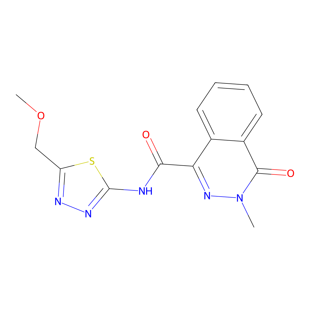 N-[5-(methoxymethyl)-1,3,4-thiadiazol-2-yl]-3-methyl-4-oxo-3,4-dihydrophthalazine-1-carboxamide molecular structure, CAS 1374546-41-4