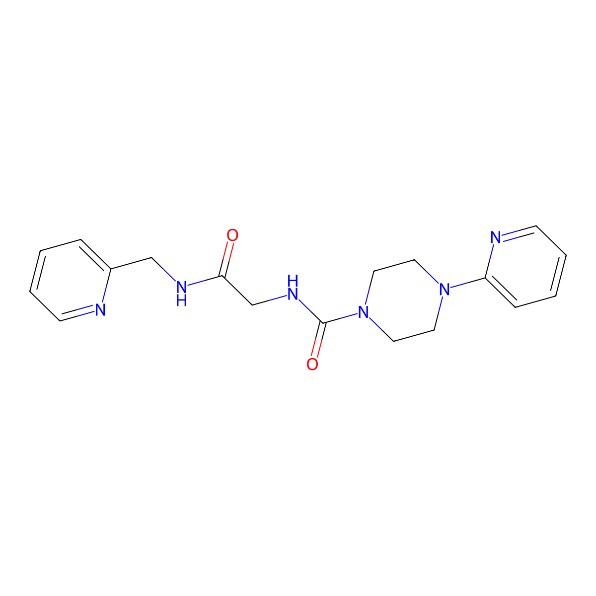 N-{2-oxo-2-[(pyridin-2-ylmethyl)amino]ethyl}-4-(pyridin-2-yl)piperazine-1-carboxamide molecular structure, CAS 1374546-50-5