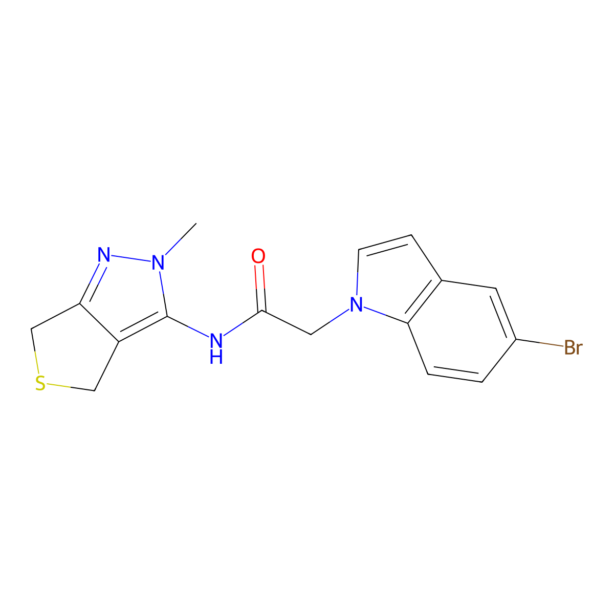 2-(5-bromo-1H-indol-1-yl)-N-(2-methyl-2,6-dihydro-4H-thieno[3,4-c]pyrazol-3-yl)acetamide molecular structure, CAS 1374546-65-2