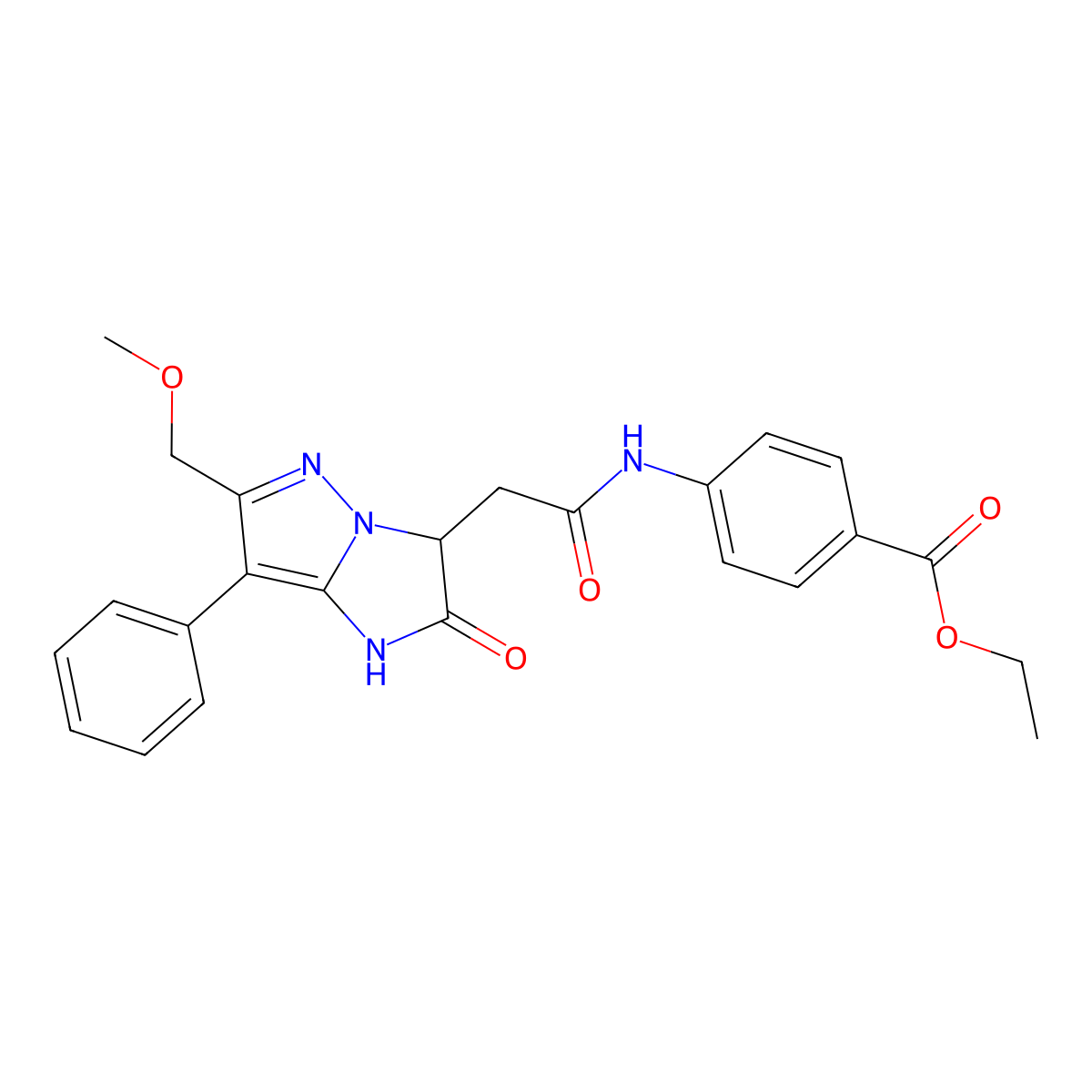 ethyl 4-({[6-(methoxymethyl)-2-oxo-7-phenyl-2,3-dihydro-1H-imidazo[1,2-b]pyrazol-3-yl]acetyl}amino)benzoate molecular structure, CAS 1374546-67-4
