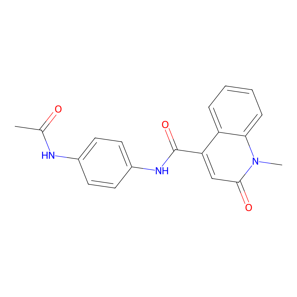 N-[4-(acetylamino)phenyl]-1-methyl-2-oxo-1,2-dihydroquinoline-4-carboxamide molecular structure, CAS 1374546-82-3