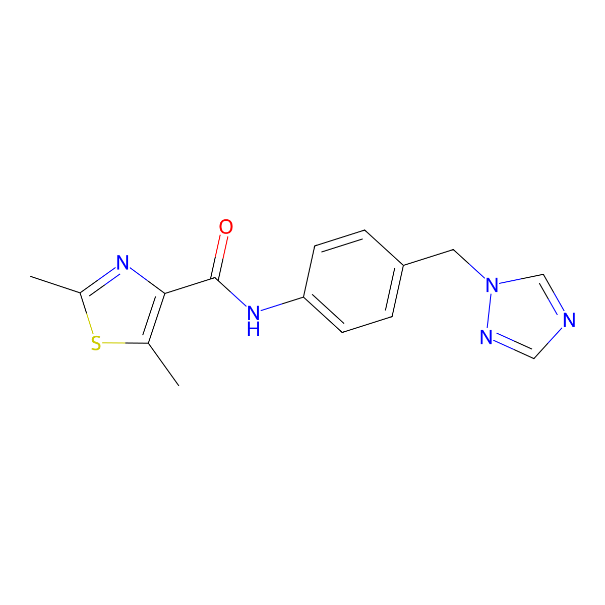 2,5-dimethyl-N-[4-(1H-1,2,4-triazol-1-ylmethyl)phenyl]-1,3-thiazole-4-carboxamide molecular structure, CAS 1374546-96-9