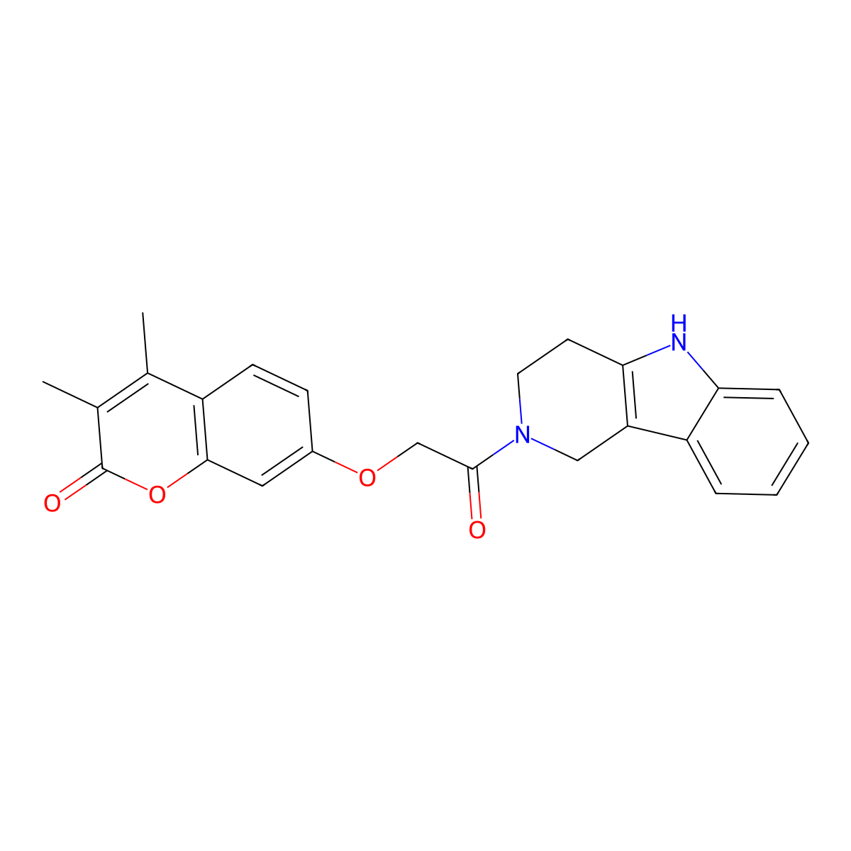 3,4-dimethyl-7-[2-oxo-2-(1,3,4,5-tetrahydro-2H-pyrido[4,3-b]indol-2-yl)ethoxy]-2H-chromen-2-one molecular structure, CAS 1374546-97-0
