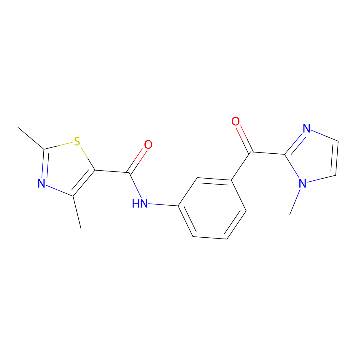 2,4-dimethyl-N-{3-[(1-methyl-1H-imidazol-2-yl)carbonyl]phenyl}-1,3-thiazole-5-carboxamide molecular structure, CAS 1374546-98-1