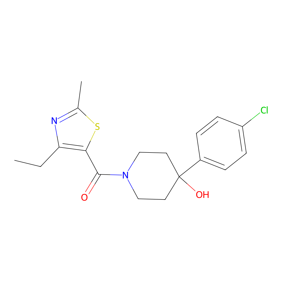 [4-(4-Chlorophenyl)-4-hydroxypiperidin-1-yl](4-ethyl-2-methyl-1,3-thiazol-5-yl)methanone molecular structure, CAS 1374547-01-9