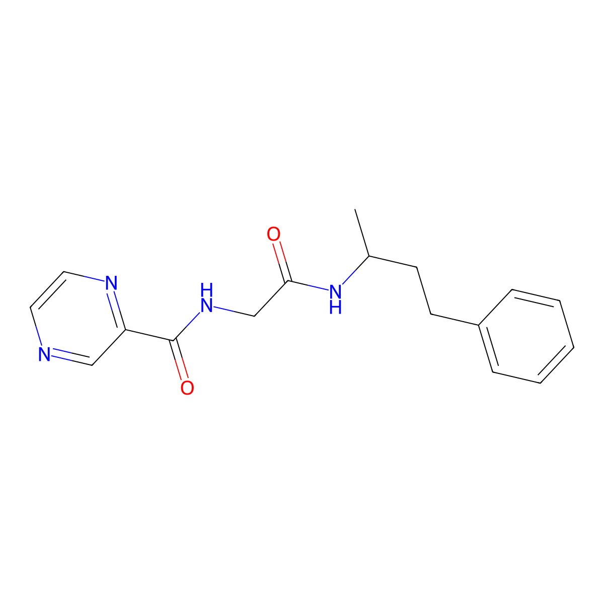 N-{2-[(1-methyl-3-phenylpropyl)amino]-2-oxoethyl}-2-pyrazinecarboxamide molecular structure, CAS 1374547-18-8