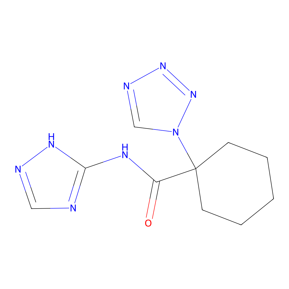 1-(1H-tetrazol-1-yl)-N-(4H-1,2,4-triazol-3-yl)cyclohexanecarboxamide molecular structure, CAS 1374547-30-4