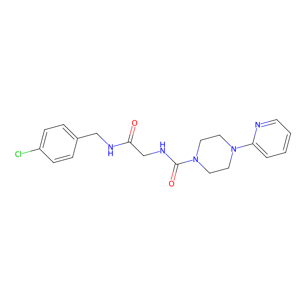 N-{2-[(4-chlorobenzyl)amino]-2-oxoethyl}-4-(pyridin-2-yl)piperazine-1-carboxamide molecular structure, CAS 1374547-54-2