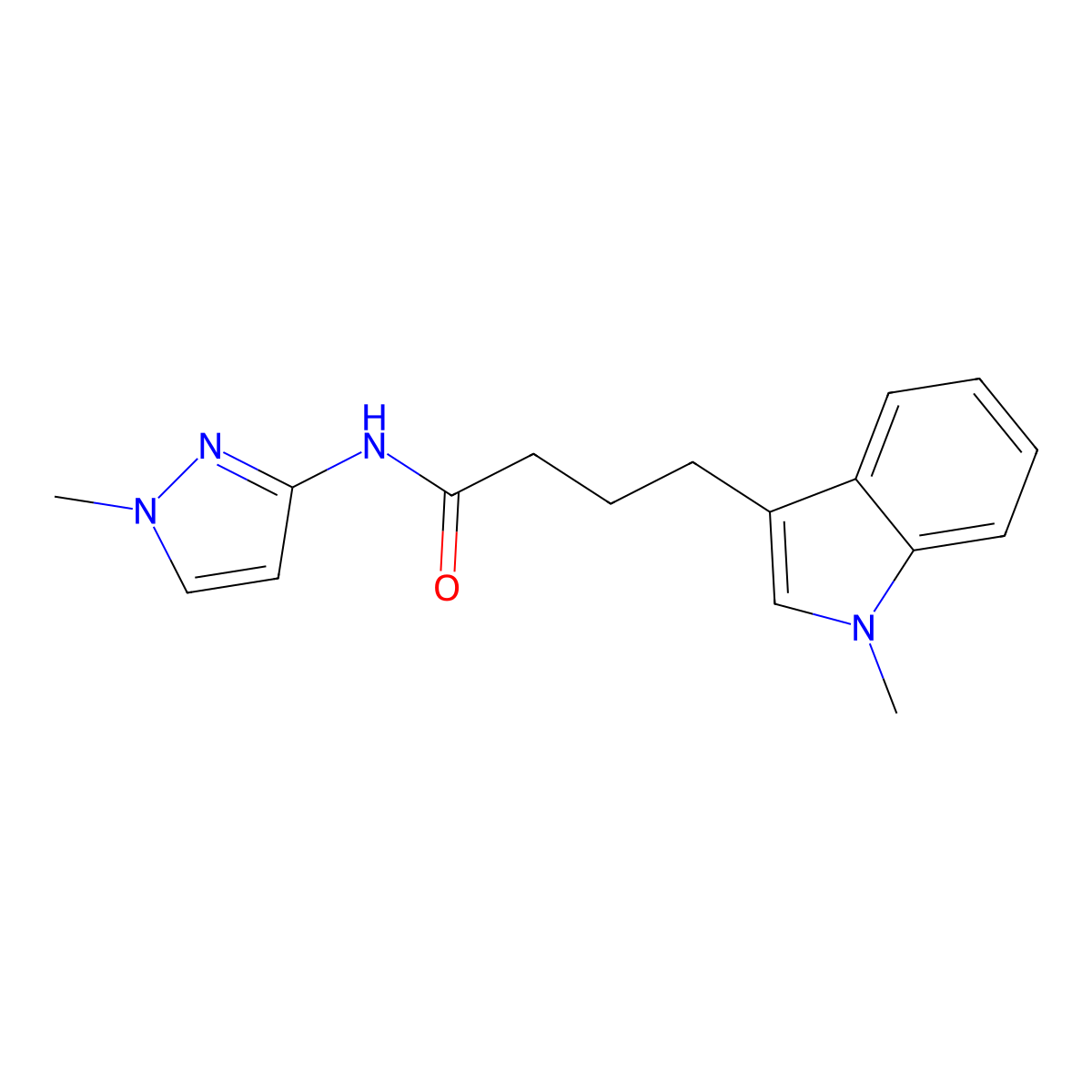 4-(1-methyl-1H-indol-3-yl)-N-(1-methyl-1H-pyrazol-3-yl)butanamide molecular structure, CAS 1374547-67-7