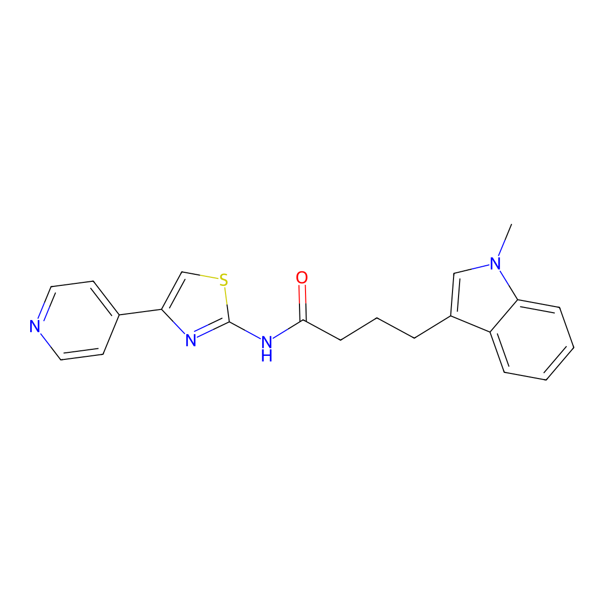4-(1-methyl-1H-indol-3-yl)-N-(4-(pyridin-4-yl)thiazol-2-yl)butanamide molecular structure, CAS 1374547-71-3