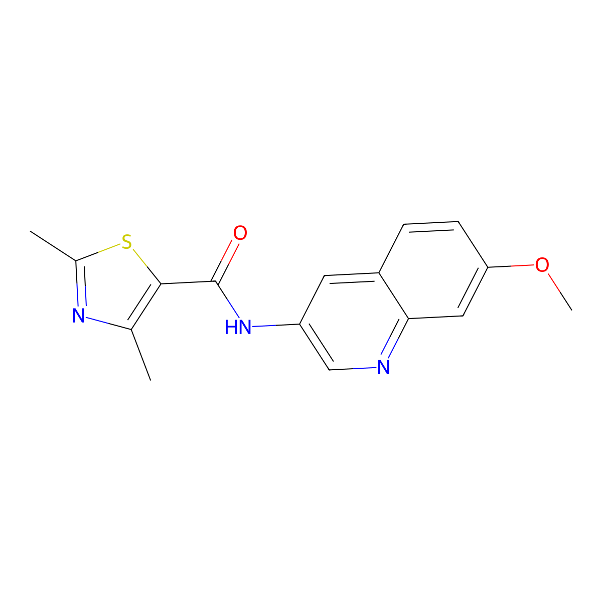 N-(7-methoxyquinolin-3-yl)-2,4-dimethyl-1,3-thiazole-5-carboxamide molecular structure, CAS 1374547-72-4