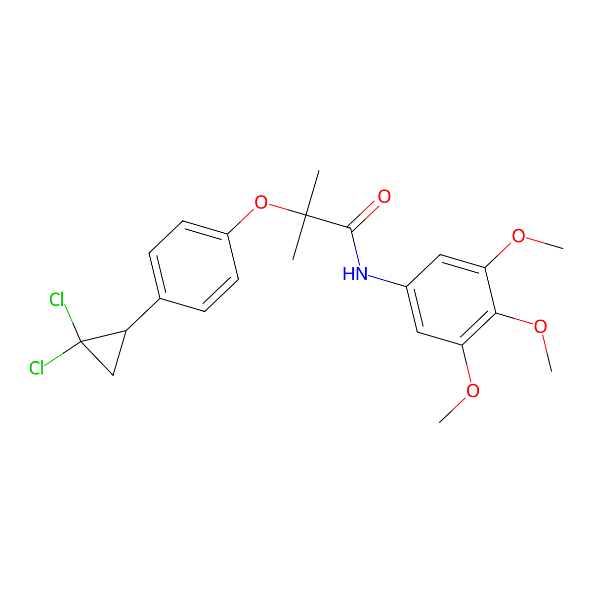 2-[4-(2,2-dichlorocyclopropyl)phenoxy]-2-methyl-N-(3,4,5-trimethoxyphenyl)propanamide molecular structure, CAS 1374547-86-0