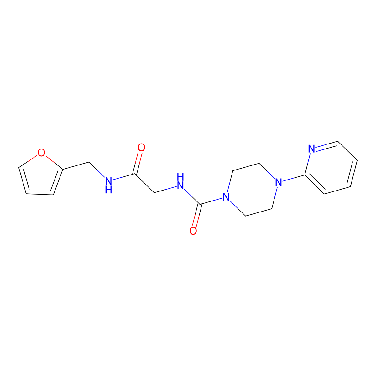 N-{2-[(furan-2-ylmethyl)amino]-2-oxoethyl}-4-(pyridin-2-yl)piperazine-1-carboxamide molecular structure, CAS 1374547-93-9
