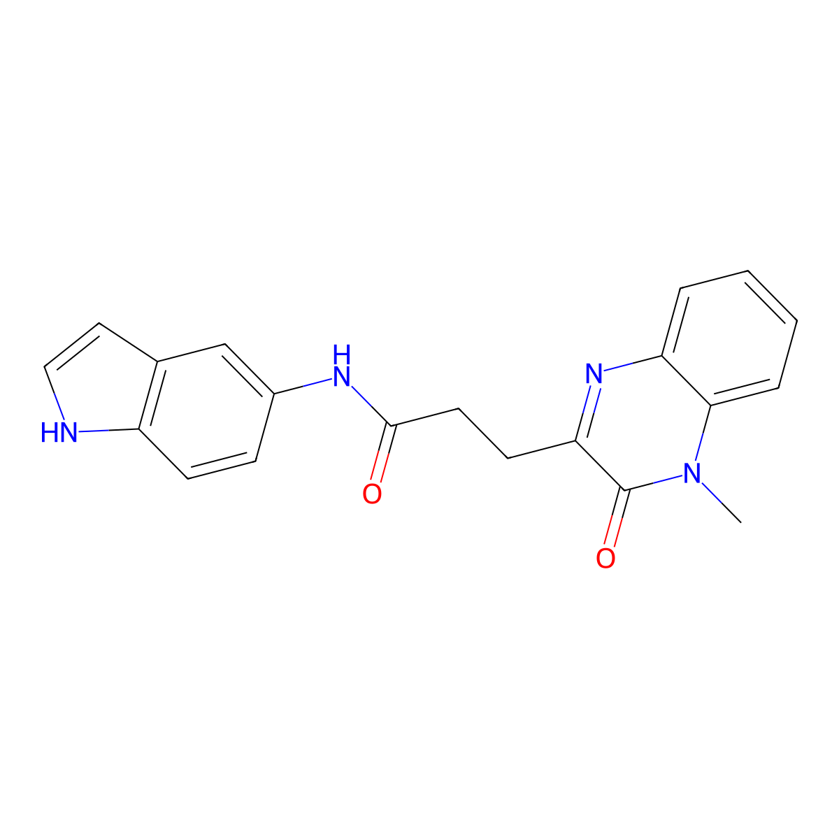N-(1H-indol-5-yl)-3-(4-methyl-3-oxo-3,4-dihydroquinoxalin-2-yl)propanamide molecular structure, CAS 1374548-30-7