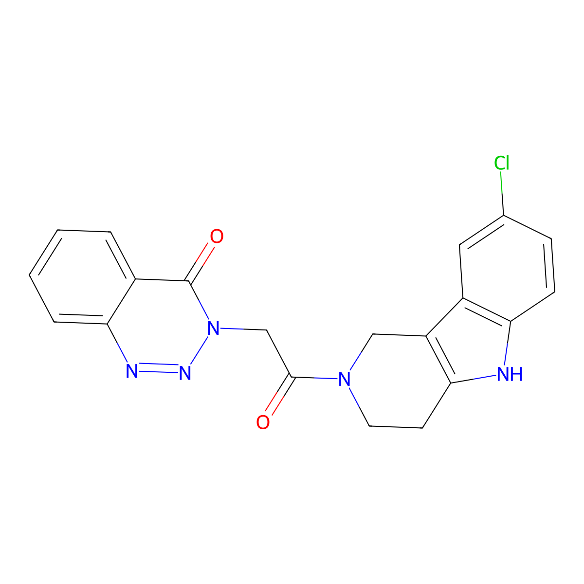 3-[2-(8-chloro-1,3,4,5-tetrahydro-2H-pyrido[4,3-b]indol-2-yl)-2-oxoethyl]-1,2,3-benzotriazin-4(3H)-one molecular structure, CAS 1374548-35-2