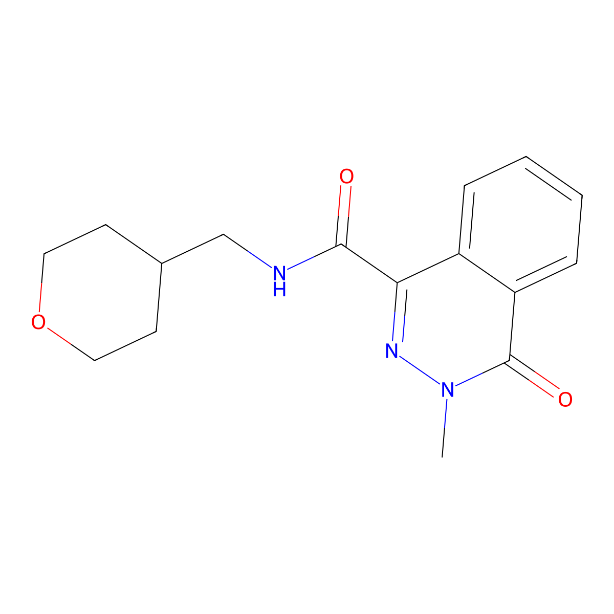 3-methyl-4-oxo-N-(tetrahydro-2H-pyran-4-ylmethyl)-3,4-dihydro-1-phthalazinecarboxamide molecular structure, CAS 1374548-38-5