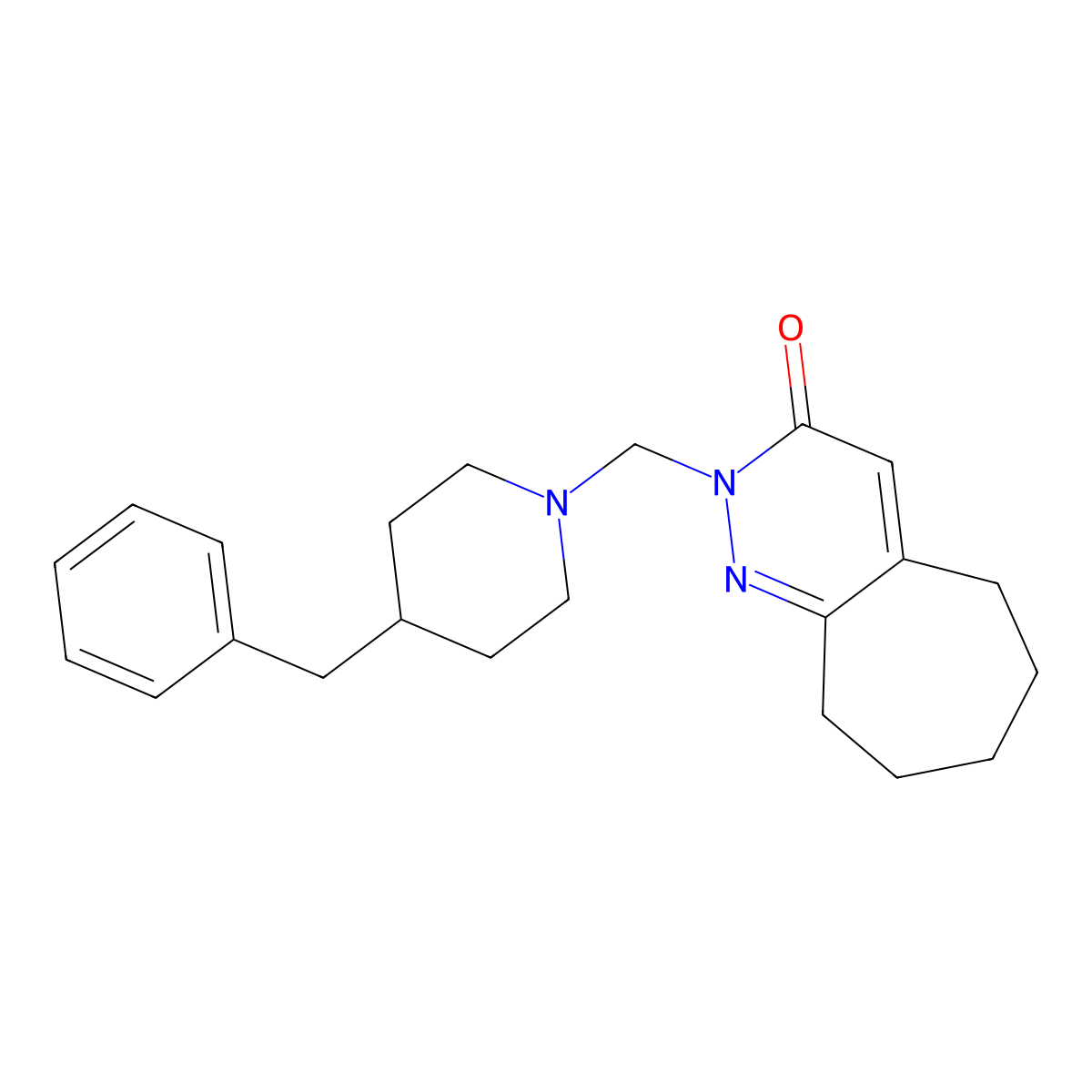 2-[(4-benzylpiperidin-1-yl)methyl]-2,5,6,7,8,9-hexahydro-3H-cyclohepta[c]pyridazin-3-one molecular structure, CAS 1374548-40-9