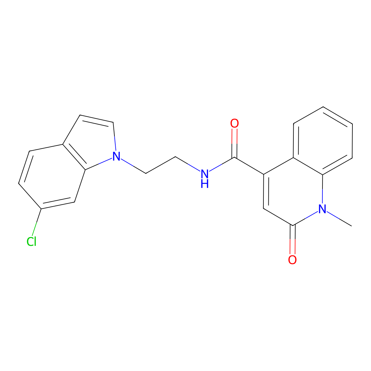 N-[2-(6-chloro-1H-indol-1-yl)ethyl]-1-methyl-2-oxo-1,2-dihydro-4-quinolinecarboxamide molecular structure, CAS 1374548-44-3