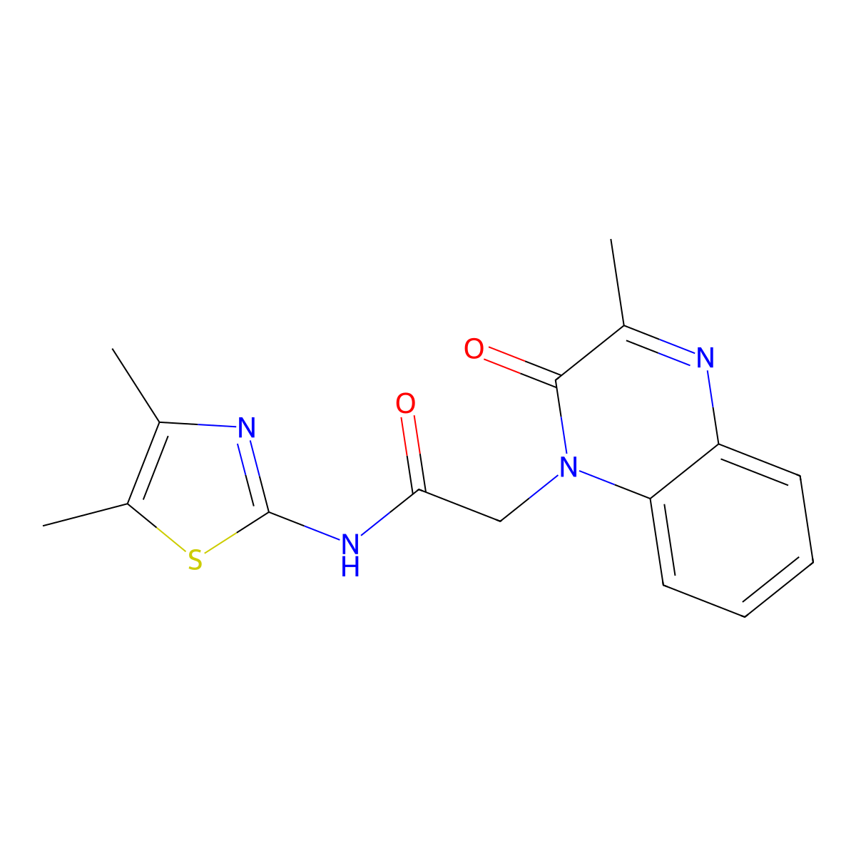 N-(4,5-dimethylthiazol-2-yl)-2-(3-methyl-2-oxoquinoxalin-1(2H)-yl)acetamide molecular structure, CAS 1374548-45-4