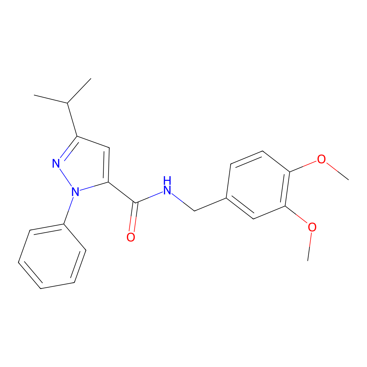 N-(3,4-dimethoxybenzyl)-1-phenyl-3-(propan-2-yl)-1H-pyrazole-5-carboxamide molecular structure, CAS 1374548-49-8