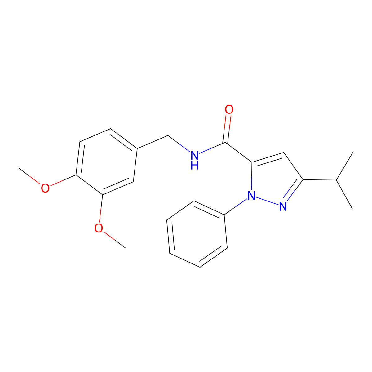 N-(3,4-dimethoxybenzyl)-1-phenyl-3-(propan-2-yl)-1H-pyrazole-5-carboxamide molecular structure, CAS 1374548-49-8