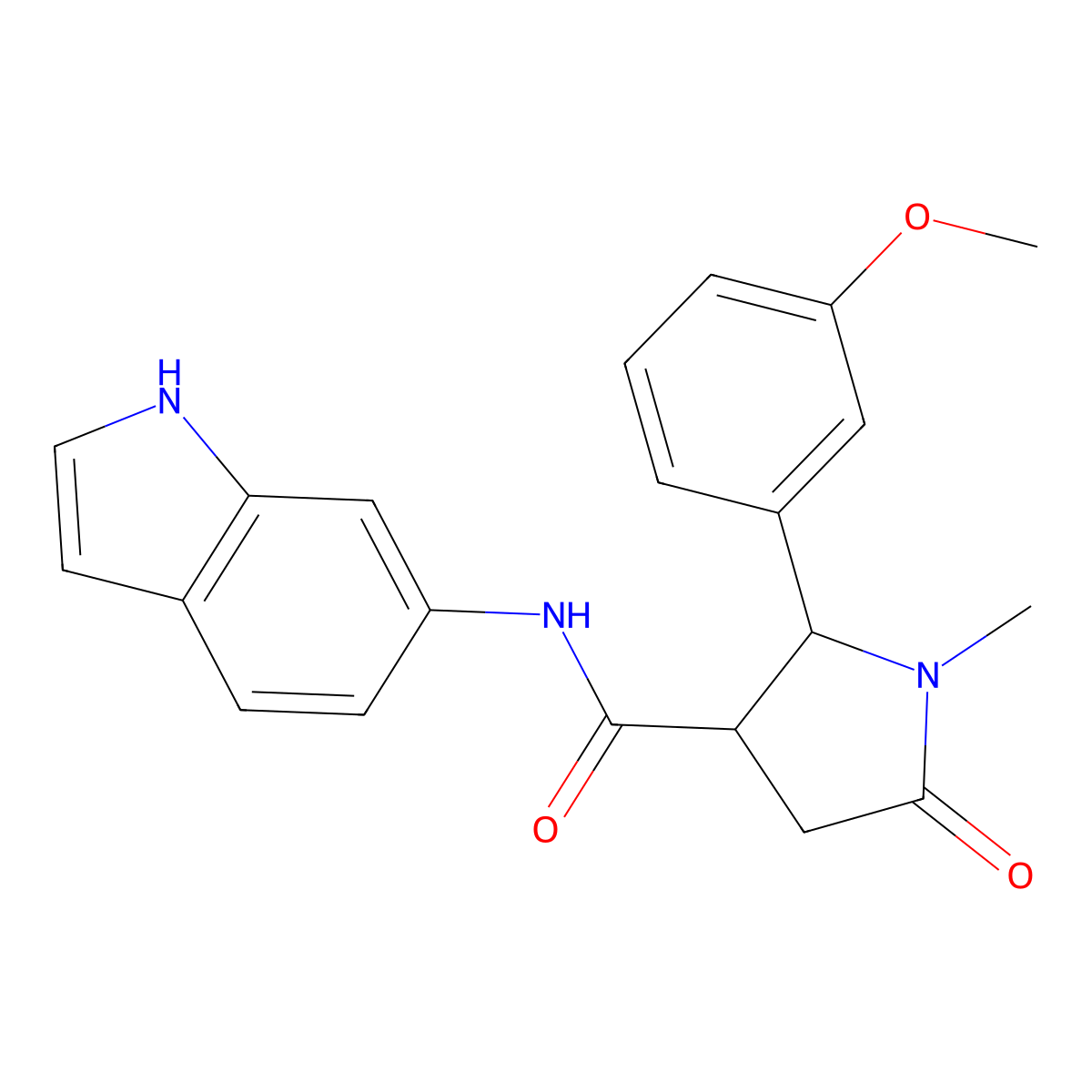 N-(1H-indol-6-yl)-2-(3-methoxyphenyl)-1-methyl-5-oxopyrrolidine-3-carboxamide molecular structure, CAS 1374548-54-5