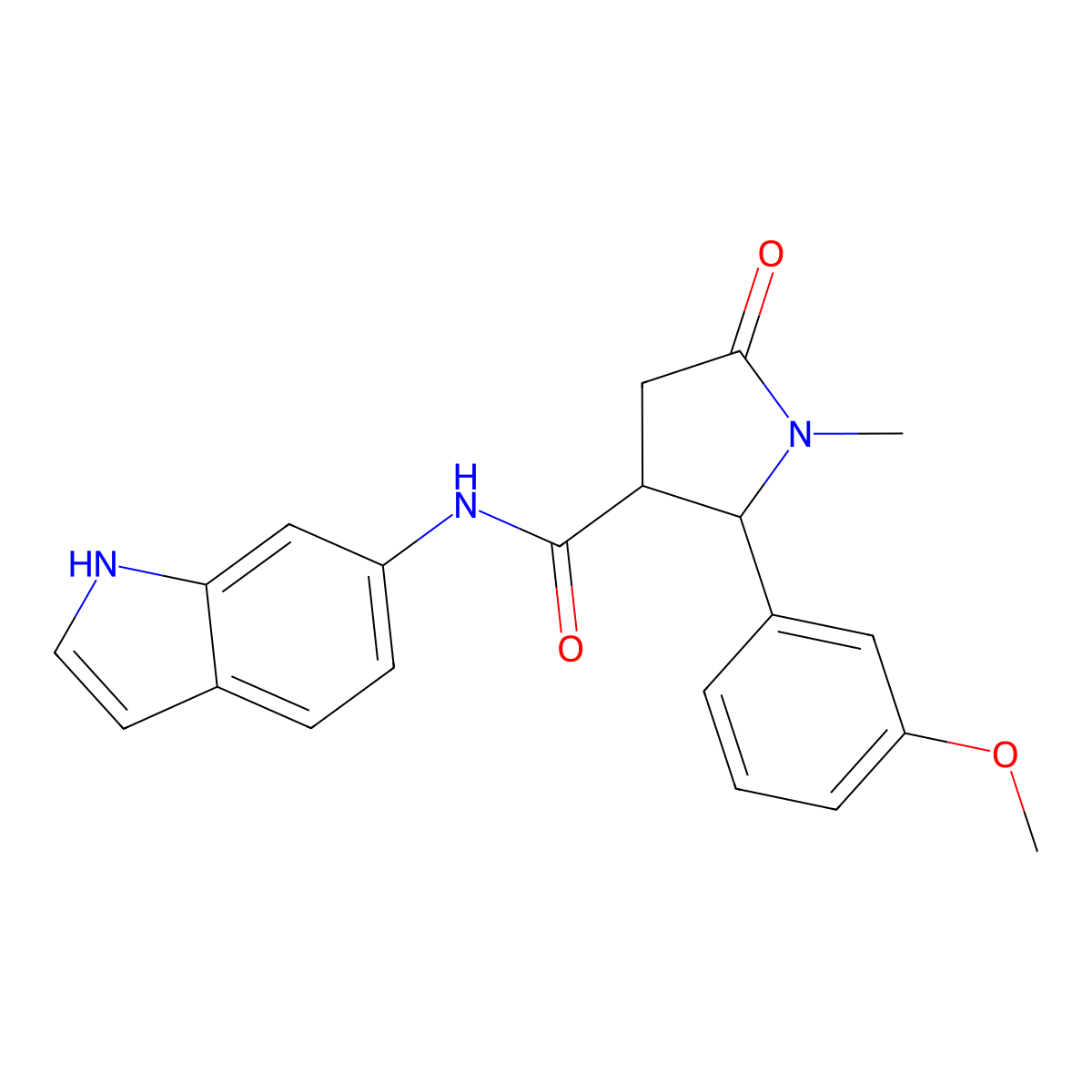N-(1H-indol-6-yl)-2-(3-methoxyphenyl)-1-methyl-5-oxopyrrolidine-3-carboxamide molecular structure, CAS 1374548-54-5