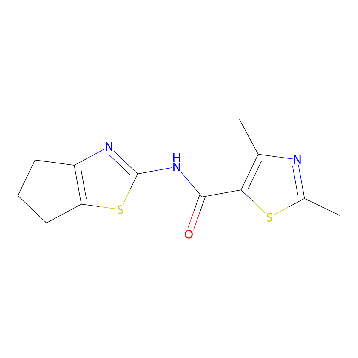 N-(5,6-dihydro-4H-cyclopenta[d]thiazol-2-yl)-2,4-dimethylthiazole-5-carboxamide molecular structure, CAS 1374548-56-7