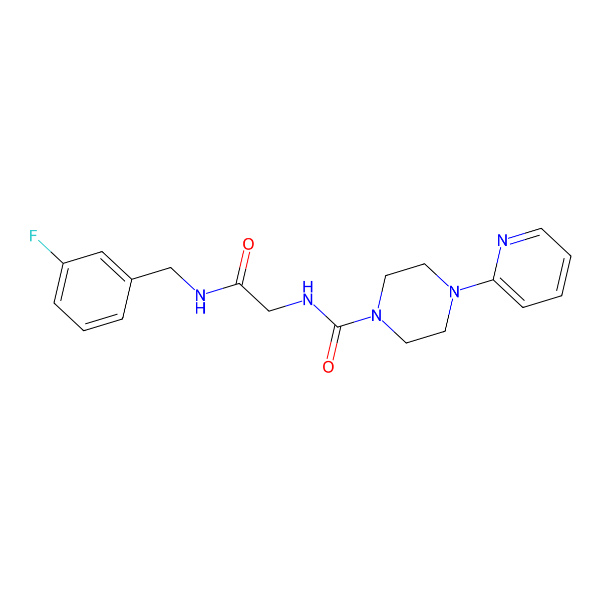 N-{2-[(3-fluorobenzyl)amino]-2-oxoethyl}-4-(pyridin-2-yl)piperazine-1-carboxamide molecular structure, CAS 1374548-63-6