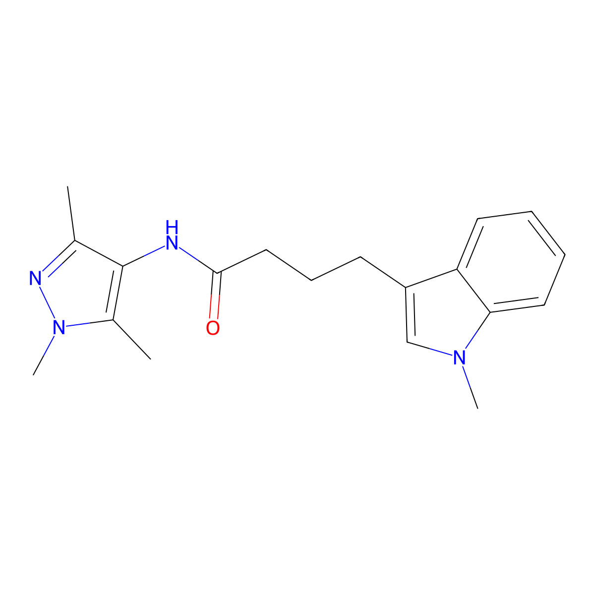 4-(1-methyl-1H-indol-3-yl)-N-(1,3,5-trimethyl-1H-pyrazol-4-yl)butanamide molecular structure, CAS 1374548-69-2