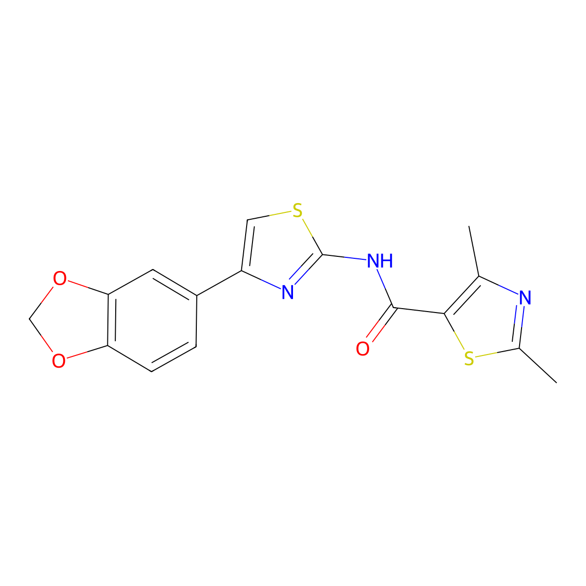 N-[4-(1,3-benzodioxol-5-yl)-1,3-thiazol-2-yl]-2,4-dimethyl-1,3-thiazole-5-carboxamide molecular structure, CAS 1374548-73-8
