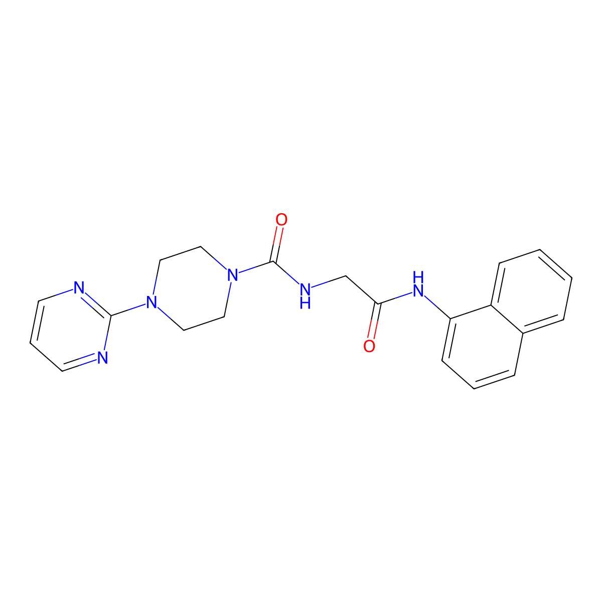 N-[2-(naphthalen-1-ylamino)-2-oxoethyl]-4-(pyrimidin-2-yl)piperazine-1-carboxamide molecular structure, CAS 1374548-90-9