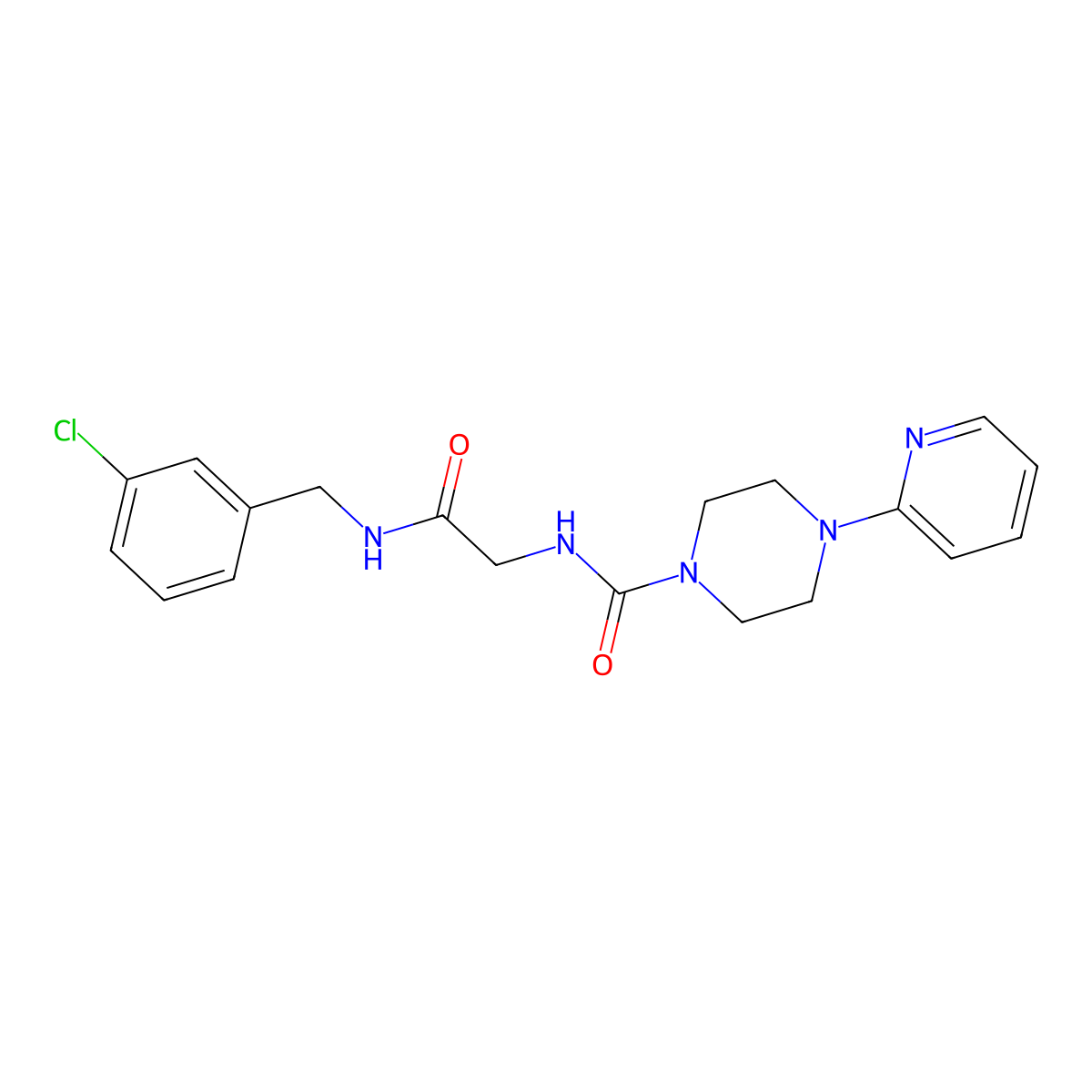 N-{2-[(3-chlorobenzyl)amino]-2-oxoethyl}-4-(pyridin-2-yl)piperazine-1-carboxamide molecular structure, CAS 1374548-99-8