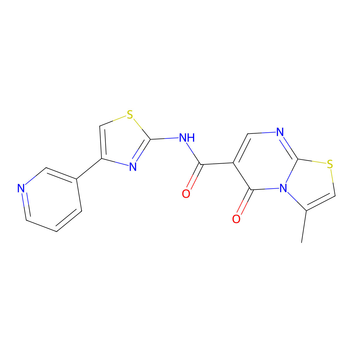 3-methyl-5-oxo-N-[4-(pyridin-3-yl)-1,3-thiazol-2-yl]-5H-[1,3]thiazolo[3,2-a]pyrimidine-6-carboxamide molecular structure, CAS 1374549-18-4