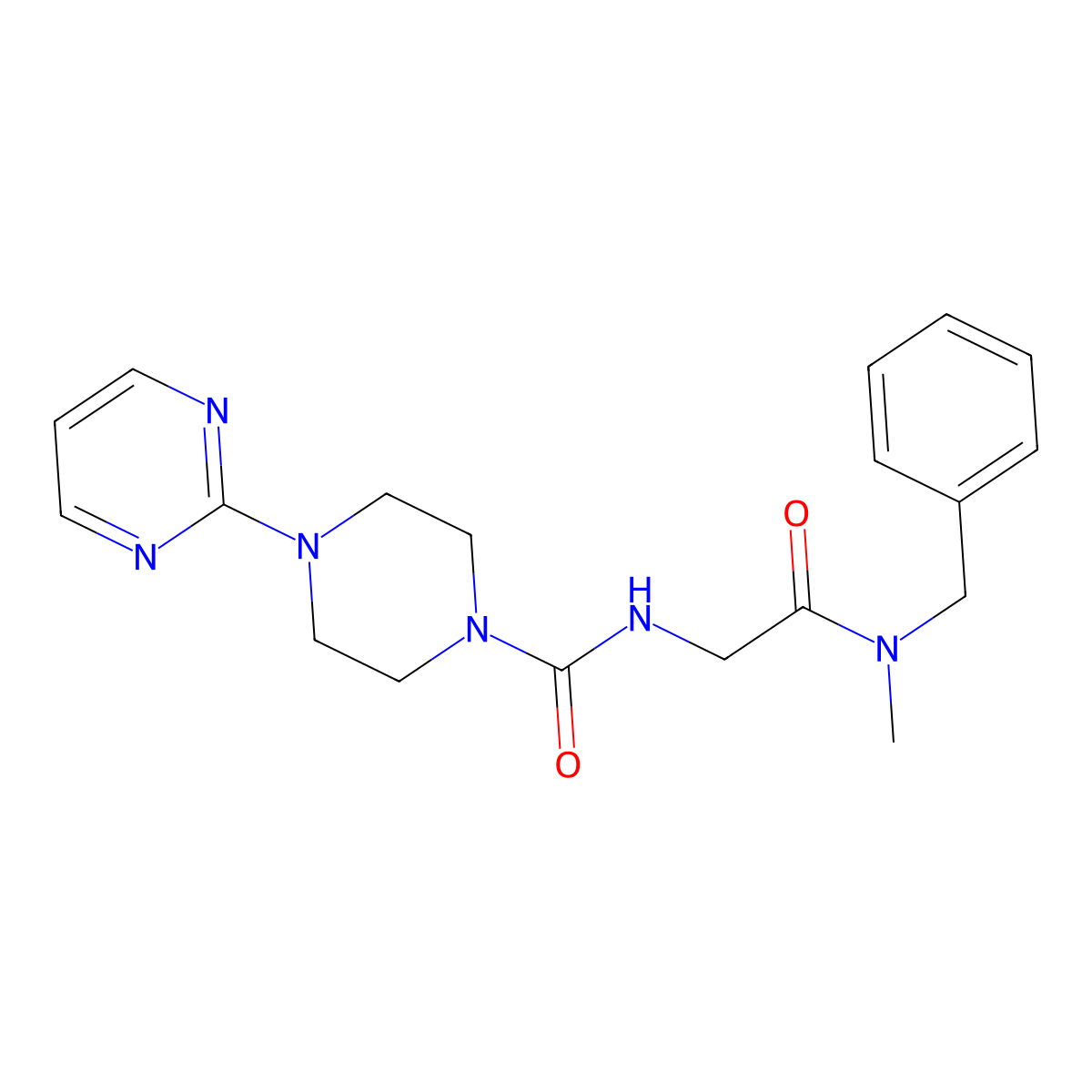 N-{2-[benzyl(methyl)amino]-2-oxoethyl}-4-(pyrimidin-2-yl)piperazine-1-carboxamide molecular structure, CAS 1374549-35-5