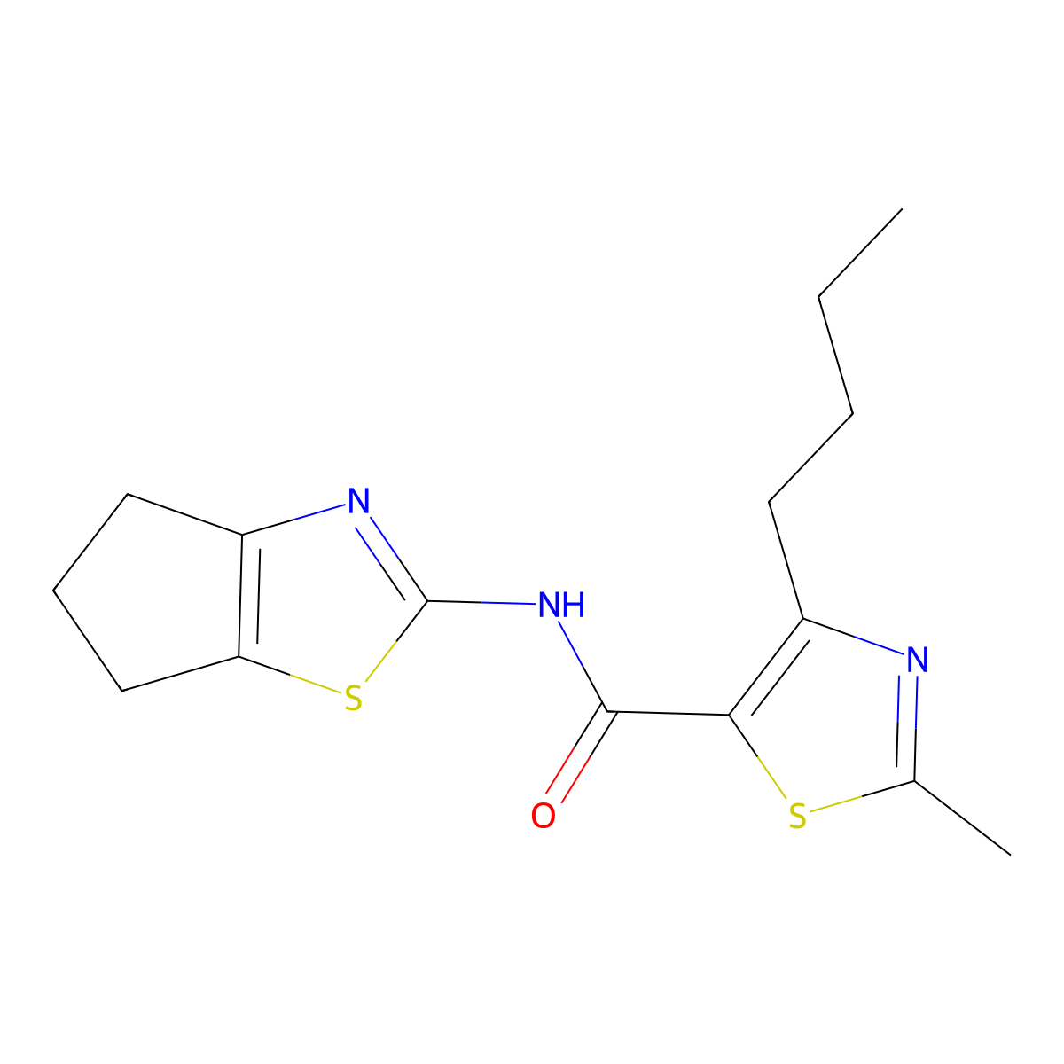 4-butyl-N-(5,6-dihydro-4H-cyclopenta[d][1,3]thiazol-2-yl)-2-methyl-1,3-thiazole-5-carboxamide molecular structure, CAS 1374549-64-0