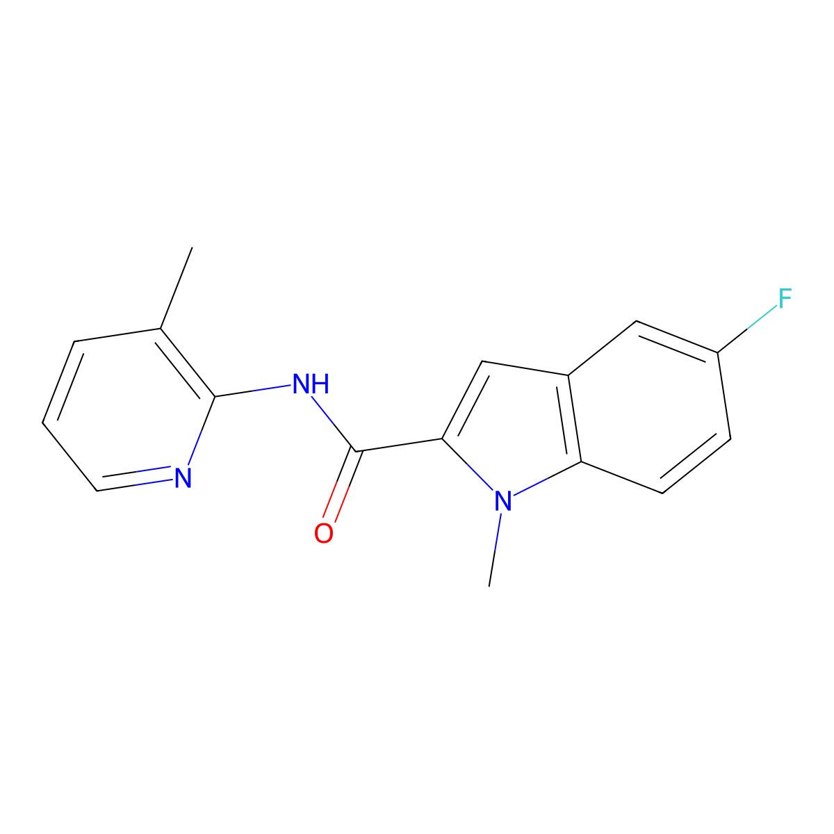 5-fluoro-1-methyl-N-(3-methylpyridin-2-yl)-1H-indole-2-carboxamide molecular structure, CAS 1374549-72-0