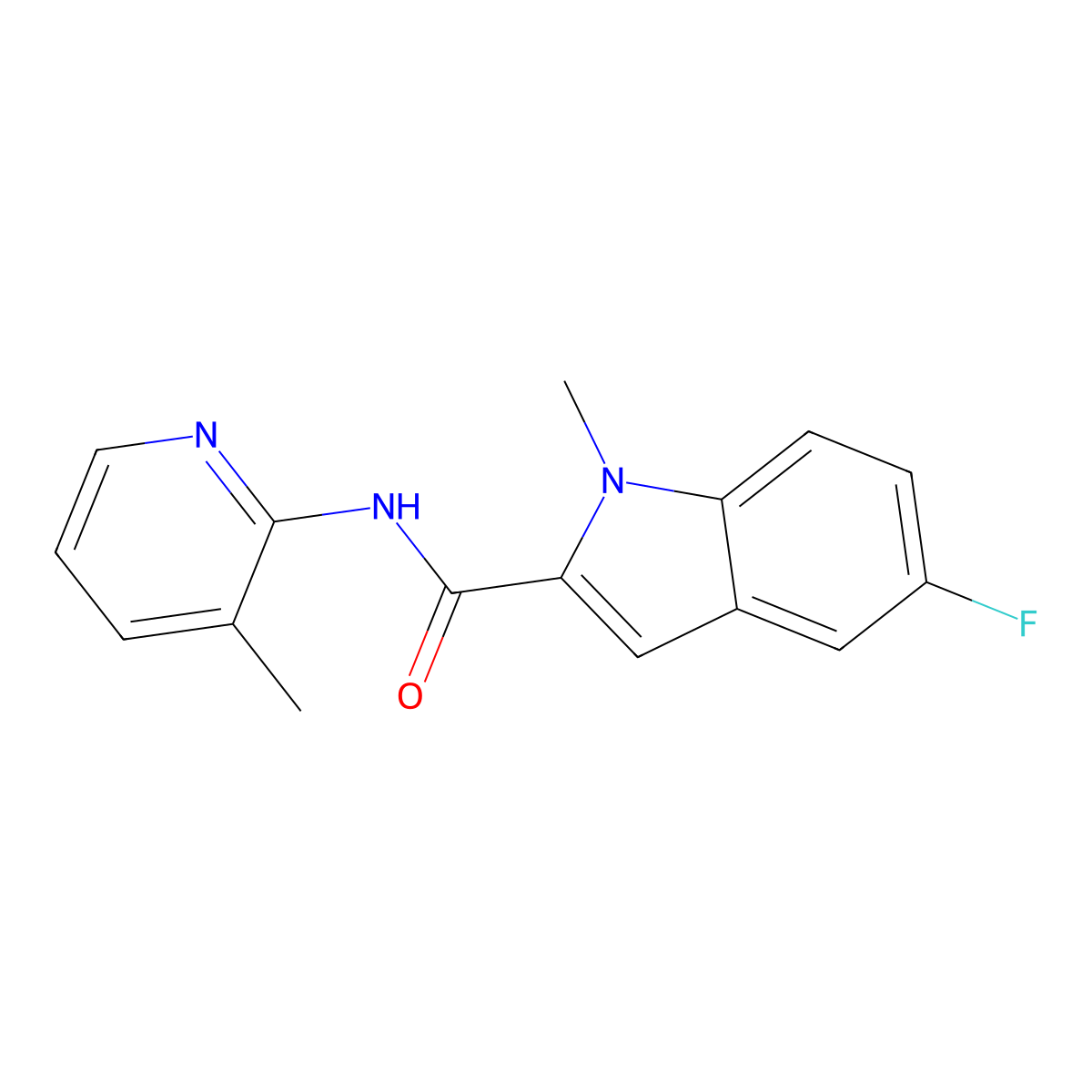 5-fluoro-1-methyl-N-(3-methylpyridin-2-yl)-1H-indole-2-carboxamide molecular structure, CAS 1374549-72-0